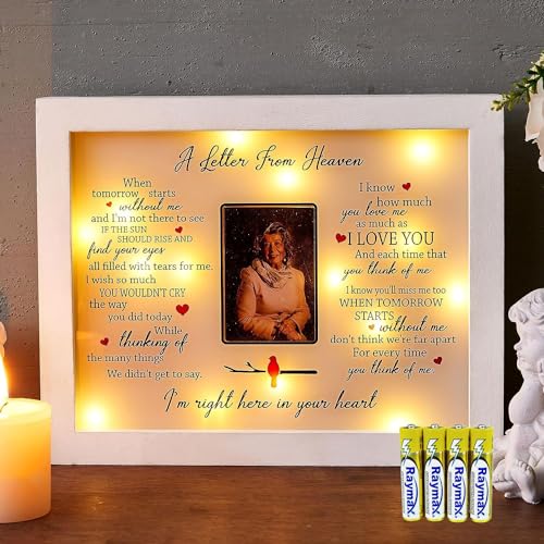 2 Pack WOODEXPE Sympathy Gift LED Memorial Shadow Boxes Keepsake Picture Frame Memorial Gifts for Loss of Loved One - A Letter from Heaven White