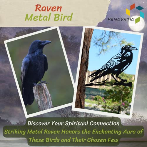 Renovatio Metal Raven - Metal Birds Yard Decor - Metal Yard Art - Tree Decorations Outdoor - Backyard Decor - Garden Gift - Garden & Patio Decor - Halloween Decoration Outdoor #TOP1