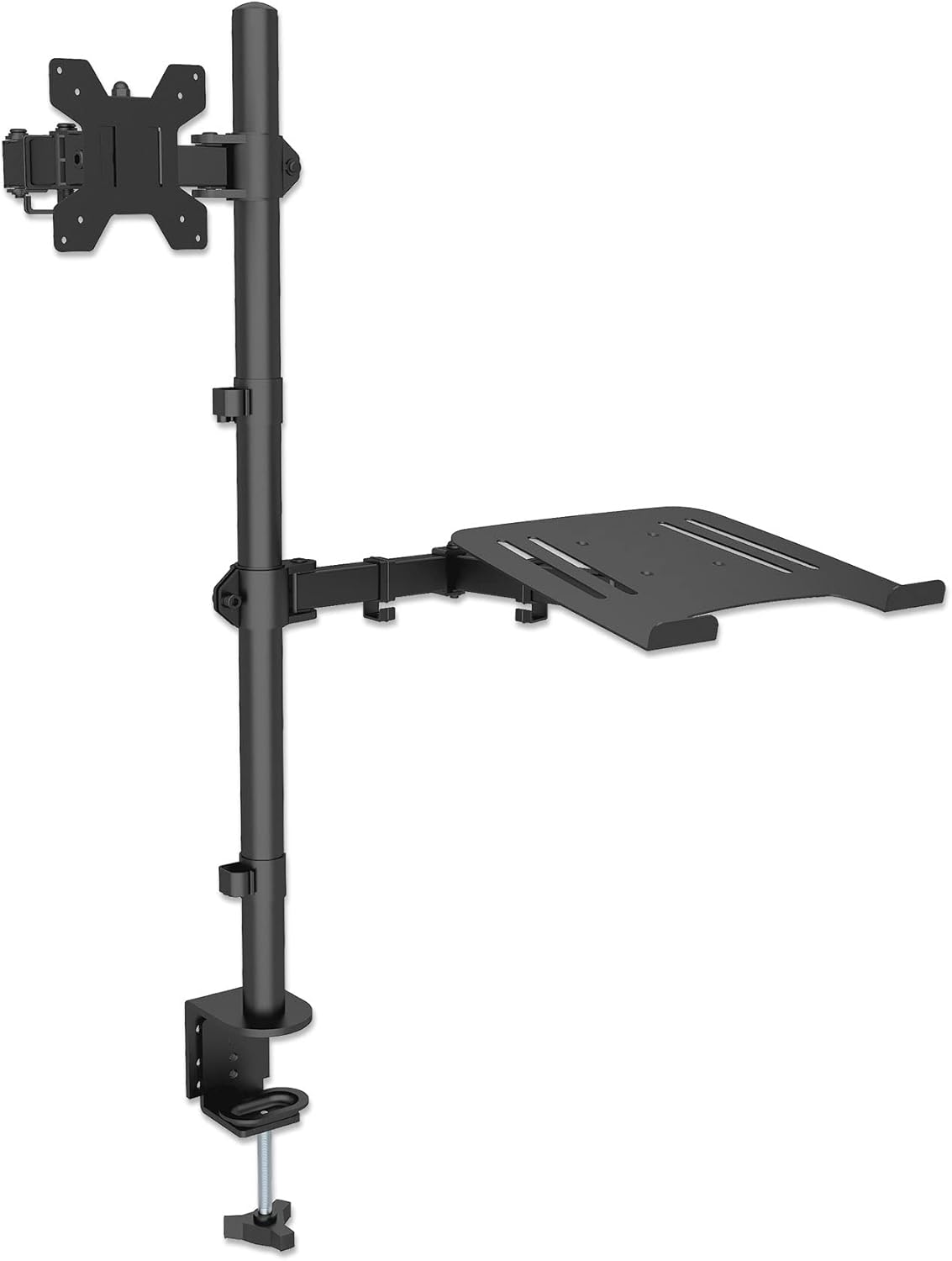 Manhattan Monitor and Laptop Stand for 13-32 inch LCD LED Screens, Adjustable Monitor Mount with Laptop Tray Up to 16 inch Laptop/Notebook, Laptop Arm with VESA 75/100mm, 2 Mounting Options