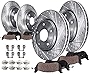 Detroit Axle - Front & Rear Drilled Slotted Disc Rotors + Ceramic Brake Pads Replacement for Hyundai Elantra Coupe GT Veloster - 8pc Set