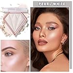 Face White Highlighter Makeup Palette Shimmer Contour Powder Waterproof Long-Lasting, Brightens Face Complexion Contour Illuminator Highlighters Blush Powder Makeup Palette - 01 Pearl White - Image 2