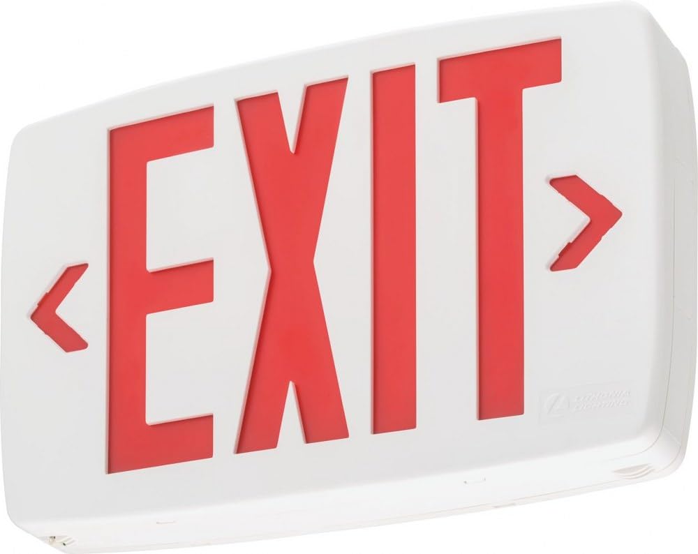 Lithonia Lighting Quantum LED Emergency Exit Sign, Thermoplastic Exit Only Sign with Stencil-Faced White Housing and Red Letters (LQM S W 3 R 120/277 M6)