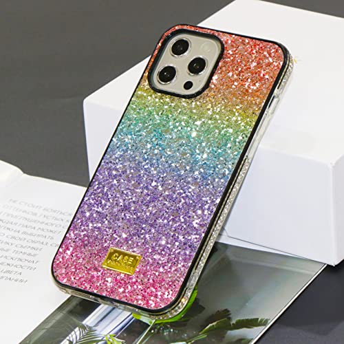 Ivachell Compatible with iPhone 13 Pro Max case Glitter Bling Rainbow Gradient Women Luxury Phone Cover Sparkly Fashion Girly Girls Shiny Cute Pretty Stylish 6.7 inch