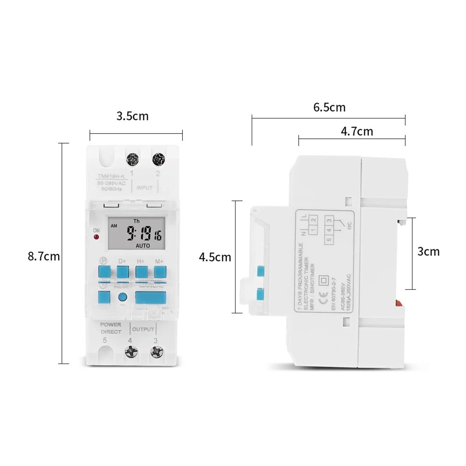 TM919H 16A Relé de Cuenta Regresiva Digital 85-265VAC 12V