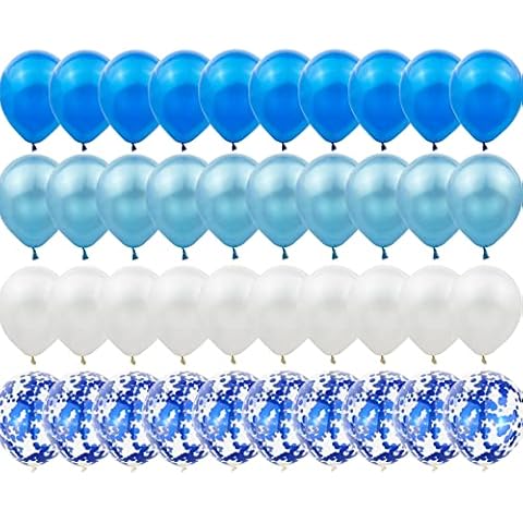 HBell 50pcs Blue White Balloons Set Cover