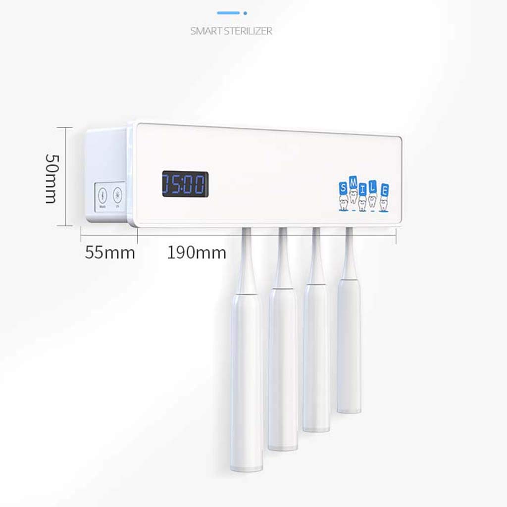 TJH Esterilizador eléctrico Inteligente con Cepillo de Dientes UV, Esterilización secando múltiples bastidores de cepillos de Dientes, Caja de Almacenamiento de Cepillo de Dientes de Pared