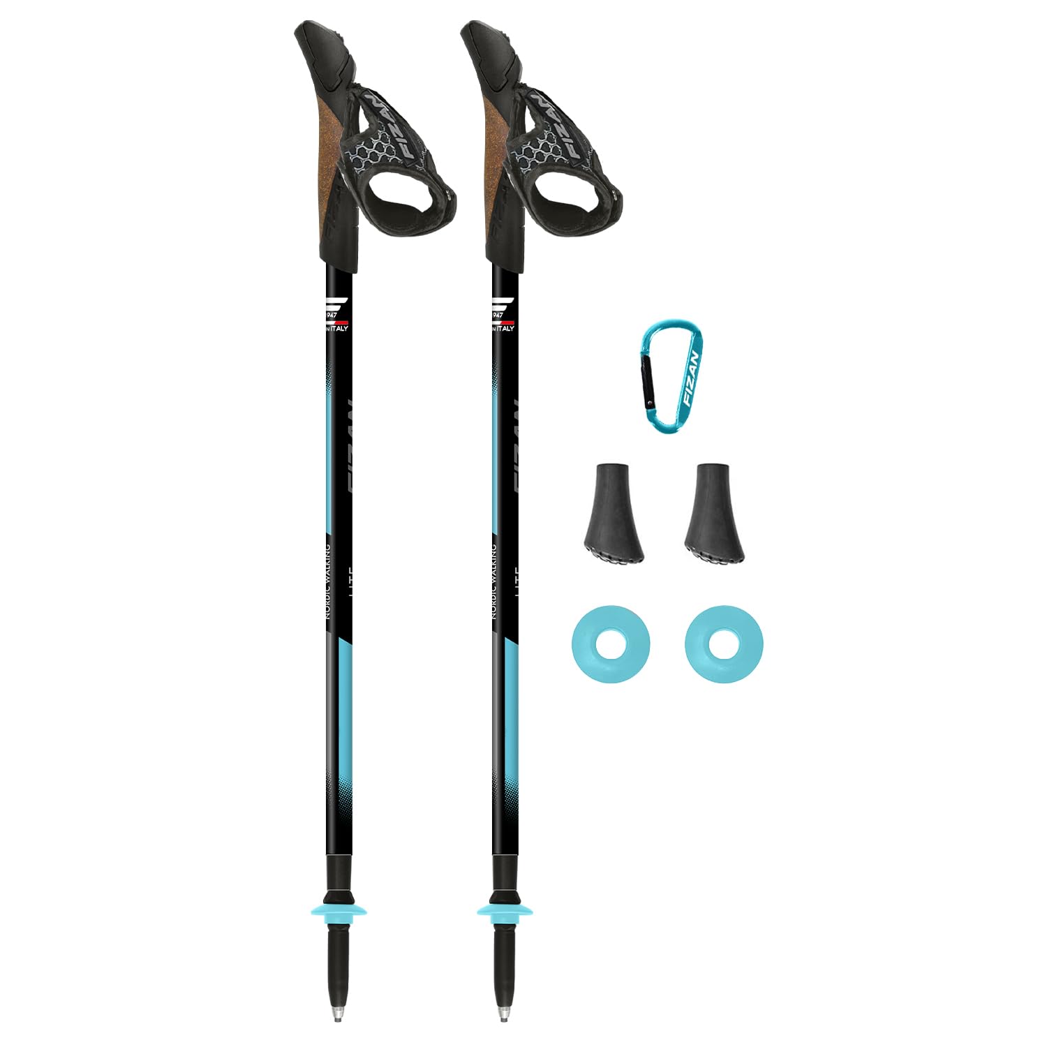 Fizan Lite Tech - Bastones de Senderismo nórdicos ultraligeros de 6.2 onzas, para mochileros, Bastones de Senderismo, Ajustables, telescópicos, Bastones para Caminar