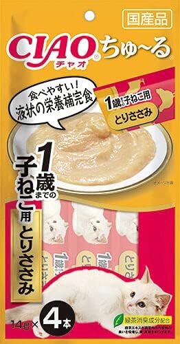 （まとめ買い）いなばペットフード CIAO チャオ ちゅ～る 1歳までの子ねこ用 とりささみ 14g&times;4本 猫用おやつ 【&times;24】