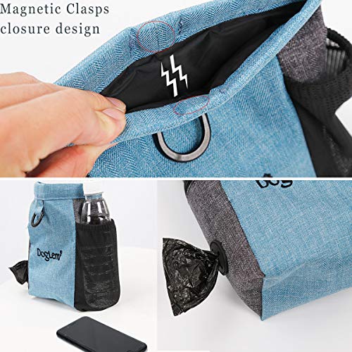 Hotgirlhot Magnetfunktion Futterbeutel für Hunde,Hunde Leckerlitasche Snack Bag mit Clip & Verfügbares Tasche Schultergurt für Hundetraining und Ausbildung,18 * 19CM/7 * 7.4 Zoll (Grün)