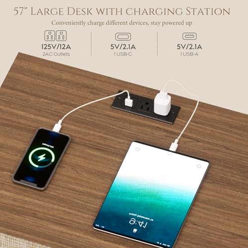 Image of Yechen Rattan Nightsand, Night Stand with Type-C Charging Station, Boho End Tables, Bed Side Tables, 23.6 inch D x 15.8 inch W x 23.6 inch H, 2 Drawers Nightstands for Small Space, Walnut