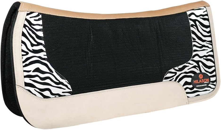 HILASON Western Wool Felt Horse Saddle Pad W/Distressed Wear Leather | for Horses