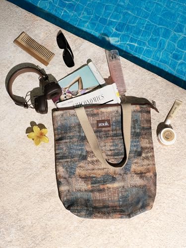 Image of ZOUK Ivy Tote Bag for Women | Handcrafted Jute Khadi with Vegan Leather Handles | Lightweight, Foldable & Travel-Friendly Everyday Carry Bag |