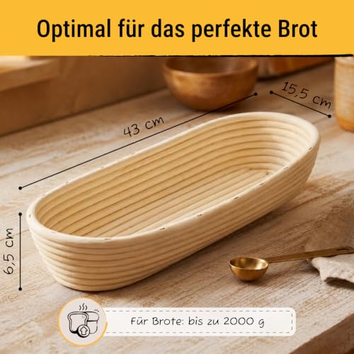 Birkmann, Laib & Seele, Gärkörbchen länglich 42 cm, Brotkorb für Teige und Brote, bis 2000 g, aus Peddigrohr, 208995 – Ansicht 3