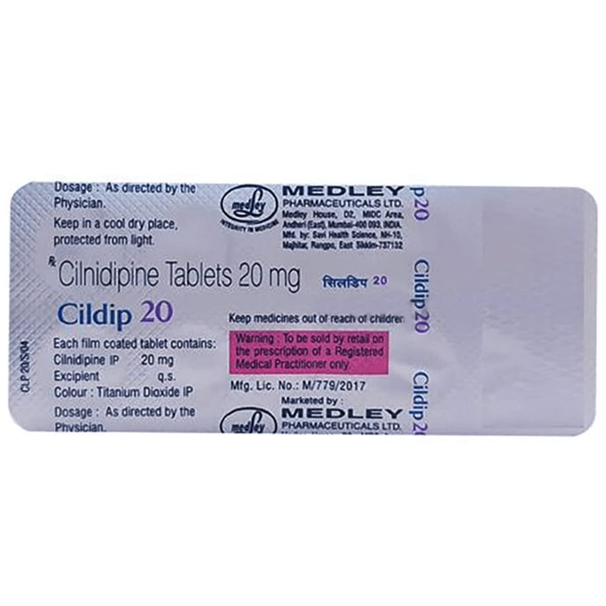 Cildip 20 - Strip of 10 Tablets