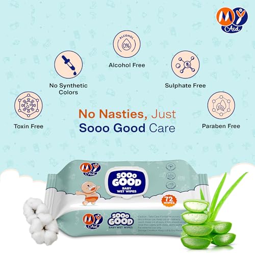 Image of SOOO GOOD Moisturizing Baby Wet Wipes | Prevents Rashes & Redness with Aloe Vera Lotion | Soft, Thick & Gentle Cleansing Wipes for Babies | Alcohol-Free | 72 Wipes X 2 Packs