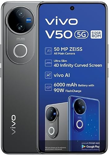 Vivo V50 5G 512GB Dual Sim Android Smartphone, Satin Black