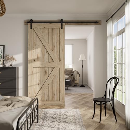 Image of CCJH 9FT Single Sliding Barn Door Hardware Kit Black Carbon Steel Hanger Flat Track System for Closet Kitchen 1 Door 54 inch Wide, Smoothly and Quietly I Shape Roller