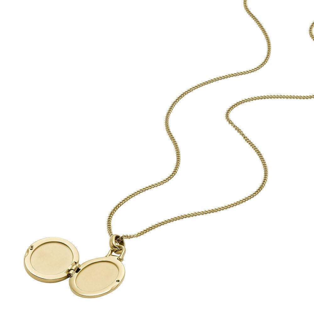 Fossil Collana da donna in acciaio inossidabile con chiusura a moschettone e pendente ovale