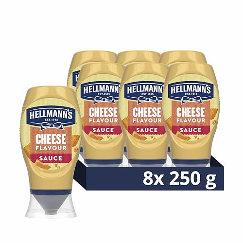 Hellmanns Cheese Flavour Sauce Condiment 100% recyclable bottle a gluten free cheese sauce suitable for vegetarians 8x 250 g