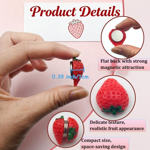 30 imanes decorativos de resina en forma de fresa 3D miniatura 4