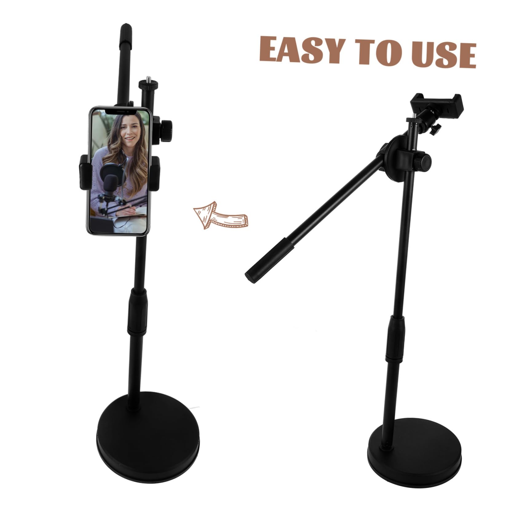 HOMSFOU 360grado Supporto per Telefono Sospeso per Registrazione Video Supporto da Scrivania per Telefono Clip per Podcasting e Live Streaming Base Stabile per Tavolo e Scrivania