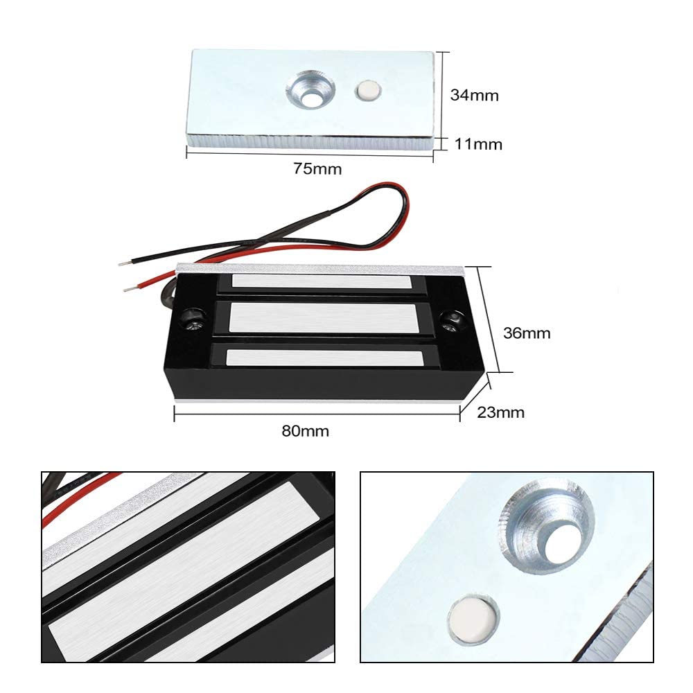 FTSTech - Tarjeta EM-ID impermeable de 125 KHz, sistema de entrada de control de acceso de seguridad de 1 puerta, kit completo completo con bloqueo magnético eléctrico de 60 kg, cubierta de lluvia