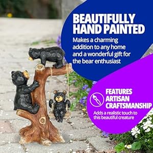 Exhart Garden Sculpture, Bear Family Tree Garden Statue with Real Swing, Outdoor Lawn and Yard Art Decoration, 9 x 6.5 x 14 Inch Exhart Garden Sculpture Bear Family Tree Garden Statue with Real Swing Outdoor Lawn and Yard Art Decoration 9 x 65 x 14 Inch
