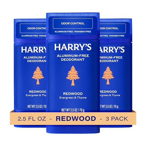 Harry's Aluminum Free Deodorant for Men - Odor Control, Redwood Scent, 2.5 Oz, 3-Pack, Men Deodorant...