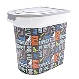 Paw Prints 26 Pound Pet Food Storage Container, Word Design, Includes 1 Cup Measured Scoop, 15.5 x 13.25 x 16.75 (37186)