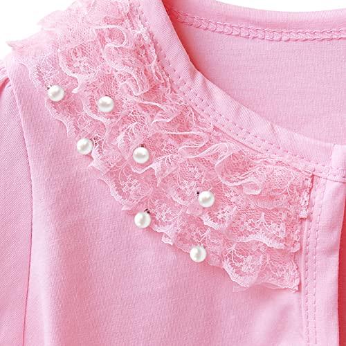 Image of Acecharming Girls' Shrug Sweaters Long Sleeve Lace Bolero Cardigan Shrug Button Closure Bolero Dress Cover Up for 2-10 Years
