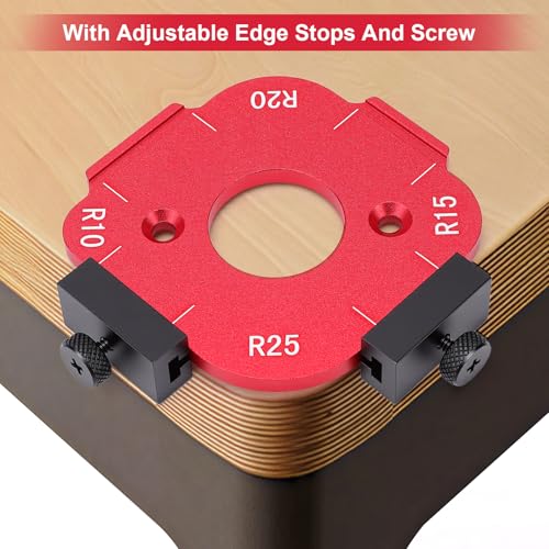 Yosoo Health Gear Frässchablone für Oberfräse, 2 Stück Radius Jig Router Schablone, Aluminiumlegierung Ecke Radius Schablone mit 4 Bündigfräser für Holzbearbeitung R10 R15 R20 R25 R30 R35 R40 R50