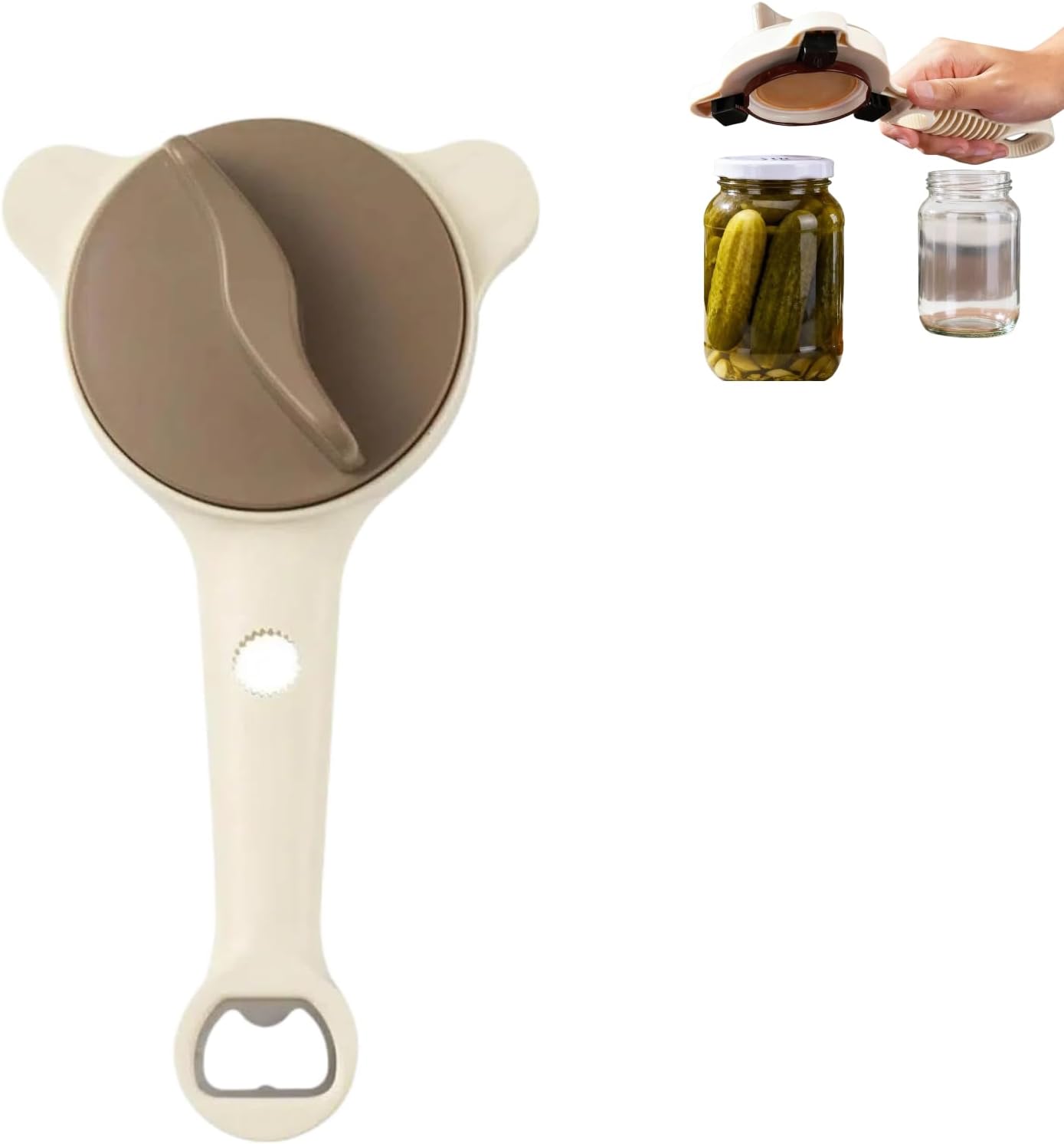 4 in 1 Multi-Purpose Jar Opener, Adjustable Stainless Steel Jar Opener, Multi-Functional Manual Can Opener with An Ergonomic Handle for Jars Cans Wine Bottles (3)
