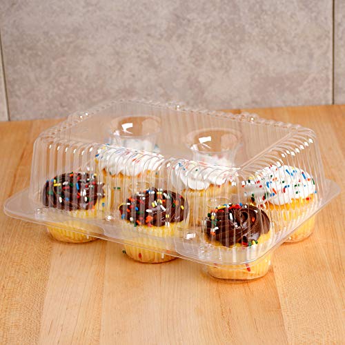 Plastic Cupcake Containers Boxes | 6 Compartment – 40 Pack | Disposable High Dome Dozen Cupcake Holder With Lid Bulk | Extra Sturdy Stackable Cupcake Boxes | Durable Muffin Packaging Transporter To Go #TOP4