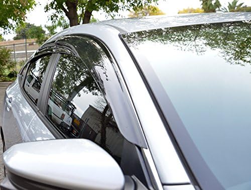 for 2016-2021 Honda Civic - 4Dr Sedan - Smoke Tinted Side - Window Visors Tape-On