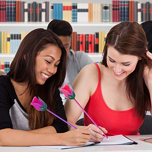 24 Pieces Valentine's Day Rose Ballpoint Pen Artificial Rose Ballpoint Pens Novelty Flower Writing Ballpoint Pens For Kids Adults School Office Stationery Supply Valentine's Day Gift, Random Color #TOP4