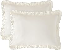 Vista 8 de PHF Fundas de almohada 100% algodón lavado con volantes, tamaño estándar, paquete de 2 fundas de almohada de 20 x 26 pulgadas, sin relleno, fundas