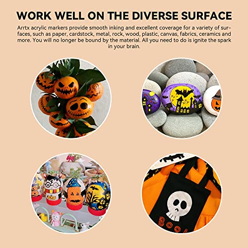 Arrtx Acrylic Paint Pens 54 Colors, Brush Tip And Fine Tip (Dual Tip), Paint Markers For Rock Painting, Water Based Acrylic Painting Supplies For Fabric Painting, Ceramic, Fabric, Canvas, Wood, Glass #TOP6