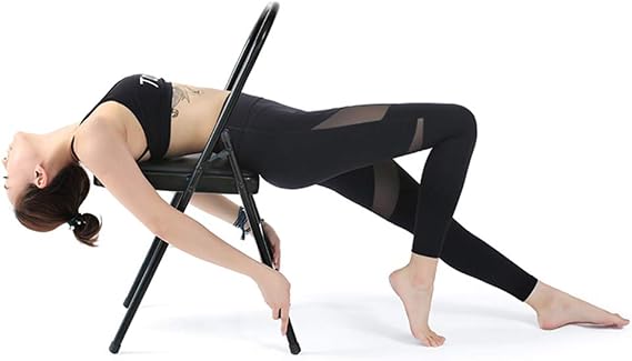 Pilates Yoga Chair, Professional Iyengar Auxiliary Chair, Yoga, Hardened and Thick Yoga Folding Chair, Solid Anti-Slip, Stable and Durable, Black,Blac