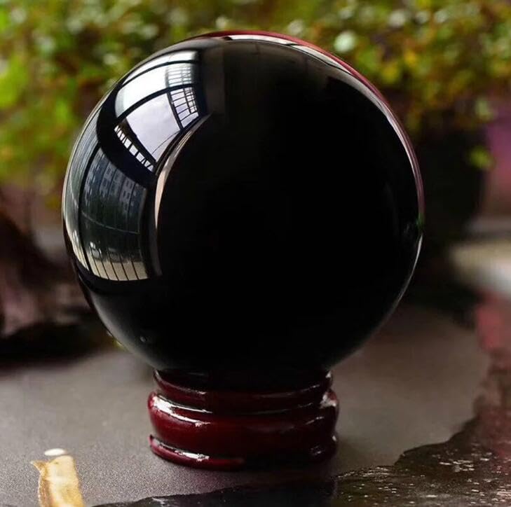 Magische Natürliche Obsidian-Kugel, Quarzkristallkugel, Mineral Reiqi, Heimbüro, Entmagnetisierung, Dekorative Energie, Meditation, Edelstein, Dekorative Geschenke,Obsidiankugel,1,5–1,8 Kg