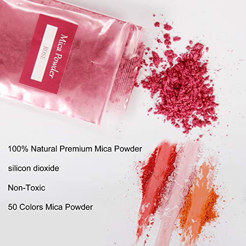 Mica Powder, POZEAN 50 Colors Mica Powder for Lip Gloss, Epoxy Resin