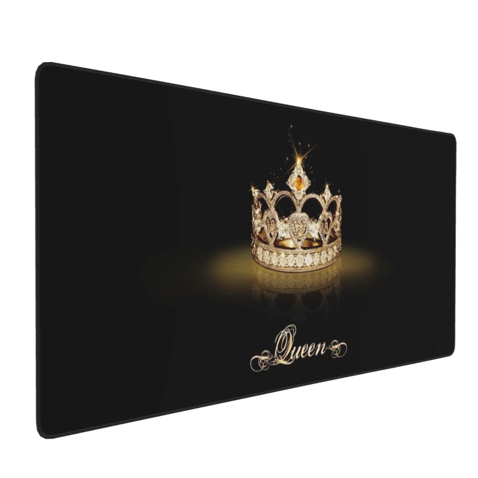 Glitter Bling Queen Crown Desk Mat,Extended Gaming Mouse Pad Large Non-Slip Rubber Base Mousepad with Stitched Edges,Waterproof Desk Pad for Computer/Laptop/Work/Office/Home 31.5" X 15.7"