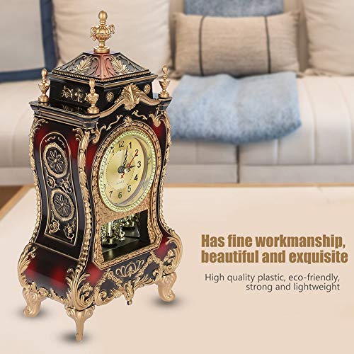 Hellocreate Vintage Table Clock, Vintage Style Plastic Table Clock Antique Home Hotel Decorative Desk Alarm Clocks(Brownish Red) #TOP2