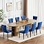 Natural Grain Table + Blue Chairs