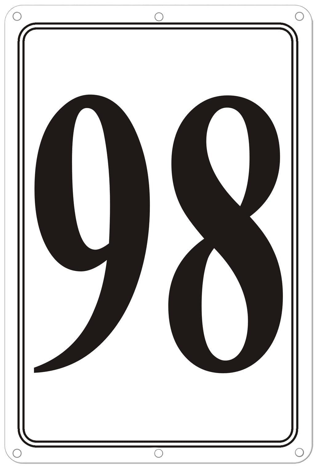 Premium Aluminum Number Signs 98, Metal 12" X 8" Numbered Signs Outdoor for Parking Lots, Floor, Dock, Court, Aisle, Field, High Visibility, No Fade, Weather-resistant