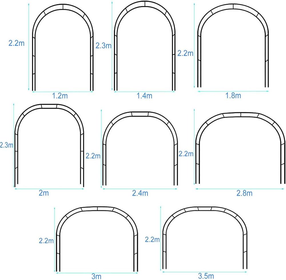 Czarna stalowa altanka ogrodowa łuk ślubny metalowa altanka Pergola rama rurowa krata brama do pnącza róże winorośli 180Cm 140Cm 240Cm szerokości,Black,W3.5M*H2.2M