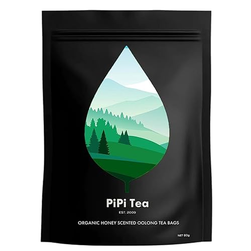 Pipi Tea - Bolsas de té orgánico Oolong - Té de hoja entera, (20 bolsas) 0.14 oz de hojas de té seleccionadas - Ayuda a reducir los niveles de