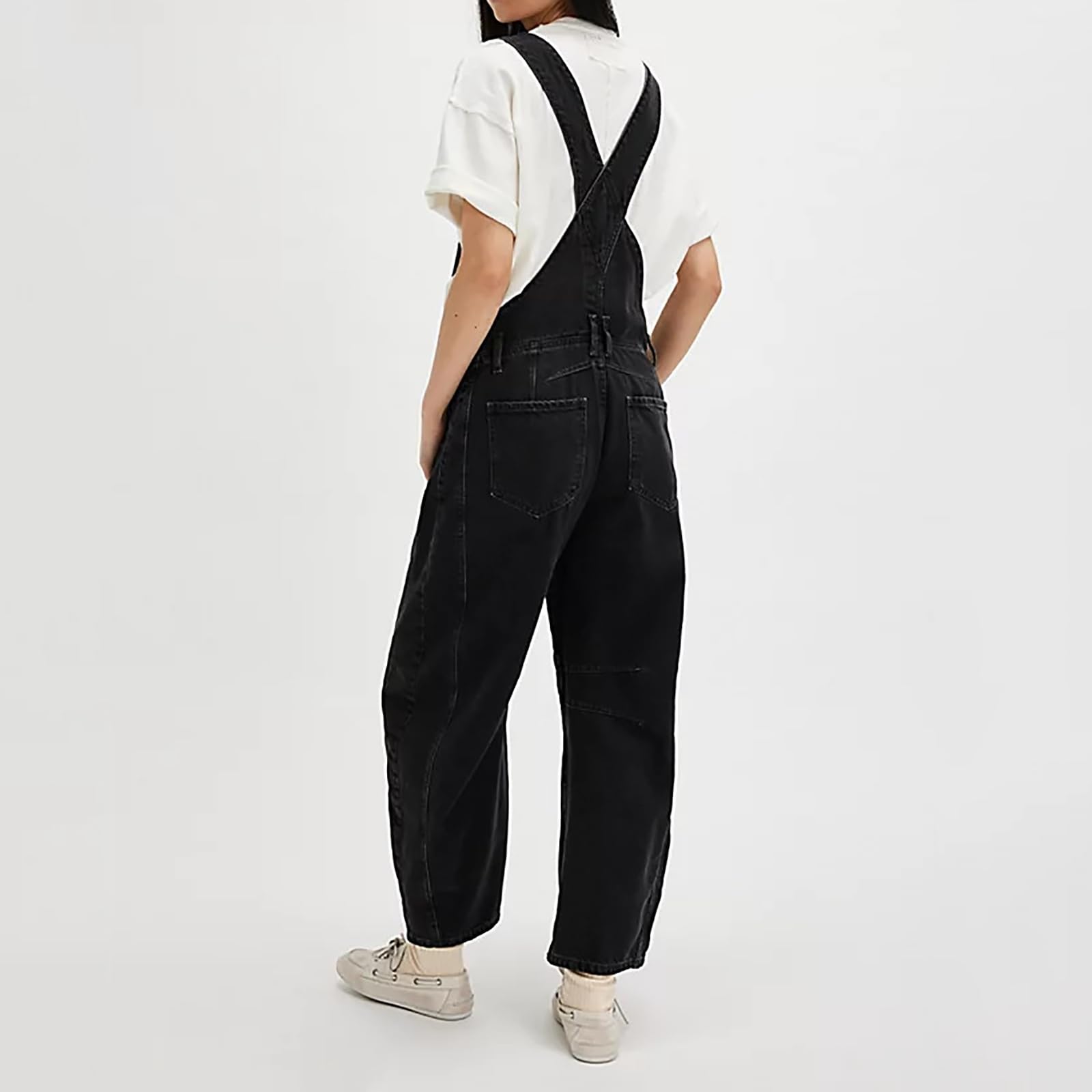 Salopette di Jeans per Donna Ampia Casual Senza Maniche Lunga Tuta da Donna Tute Corte Pantaloni in Denim Dritti per Donna con Tasche