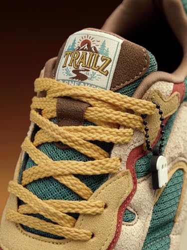 Image of The Souled Store Trailz: Men and Boys Low Top Sneakers Modern Retro Runner Breathable Mesh and Microfiber Suede Cushioned Insole Lugged Outsole Lace Up