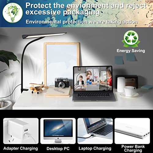 Kaisnova Led Desk Lamp With Clamp, 10W Clip Lamp For Desk 50 Lighting Modes Computer Monitor Lights 360° Flexible Gooseneck Desktop Lighting For Office Home Video Conferencing Workbench Drafting #TOP4