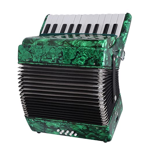 22 Keys 8 Bass Accordion, Exquisite Celluloid Piano Accordion Adjustable Straps Professional Musical Instrument for Beginners Adults Stage Performance (Green),Accordion - Image 7